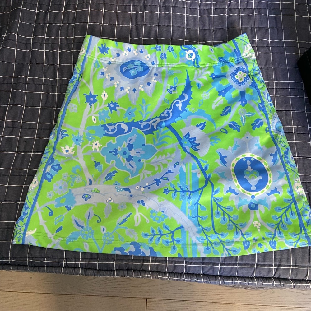 Gretchen Scott Designs A-Line Skort in Green and Blue Floral